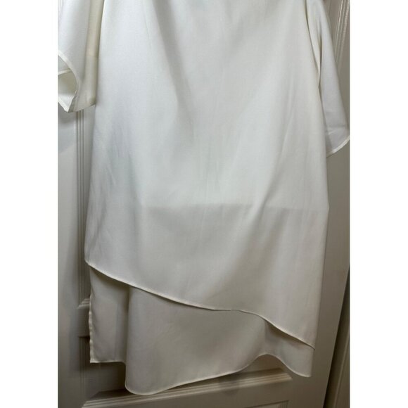 Chico Black Label Asymmetrical Off-Shoulder White Chiffon Blouse, SZ 0 - Picture 8 of 9